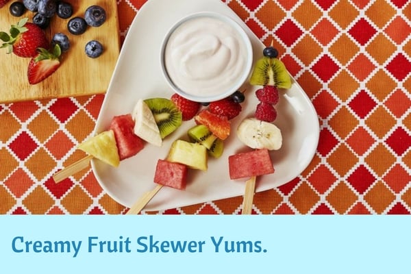 Play that's fun and good for kids too_creamy fruit skewer yums