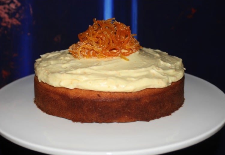 butter cake with orange icing