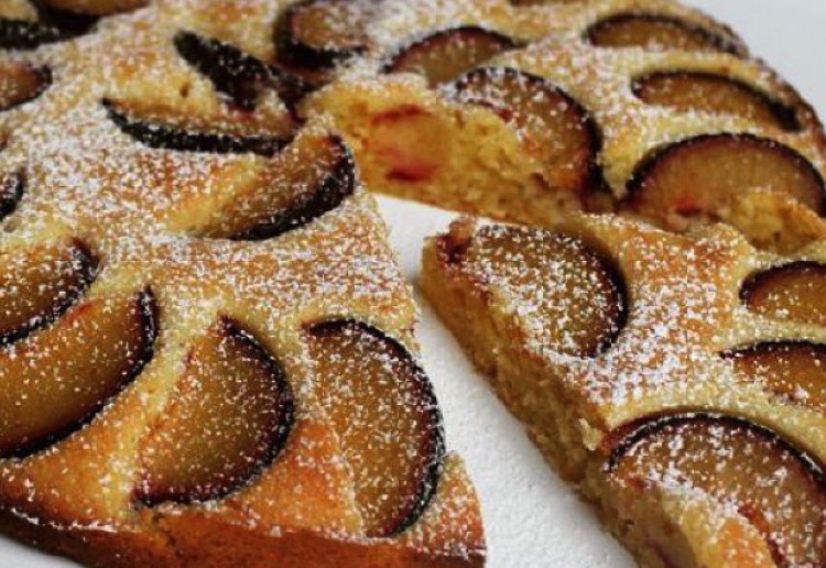plum tart with almond flour crust