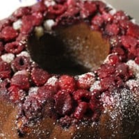 Chocolate raspberry macadamia bundt cake