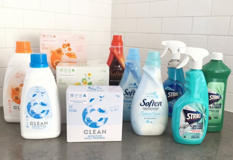 Clean, Strike and Soften; household cleaners and laundry