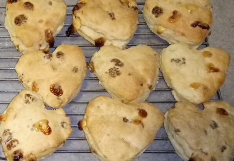 Mulberry and white chocolate scones