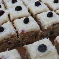 Blueberry Yoghourt Slice with Lemon Cream Cheese Icing