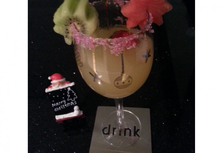 Festive Punch with Frozen fruit stars