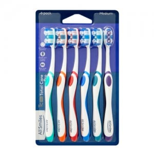 All Smiles Total Care Pro Toothbrush Medium 6pk