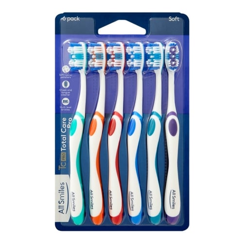 All Smiles Total Care Pro Toothbrush Soft 6pk