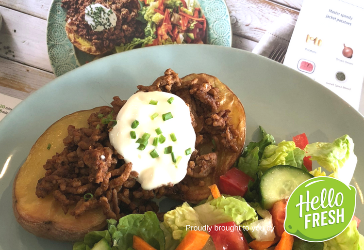 Cheat’s Loaded Pork and Sour Cream Jacket Potatoes with Chives
