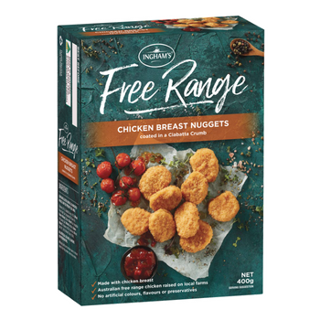 inghams free range freezer range product review_chicken breast nuggets coated in a ciabatta crumb_350x350