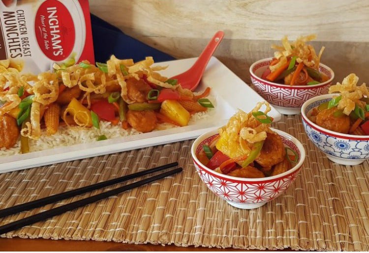 Sweet & Sour Chicken Munchies with Crunchy Wonton Noodles