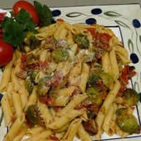 Chilli Chorizo pasta with Brussels sprouts