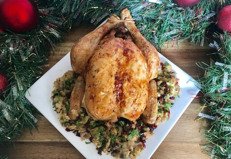 Roasted Chicken with Cranberry & Pistachio Stuffing