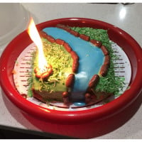 Campfire birthday cake