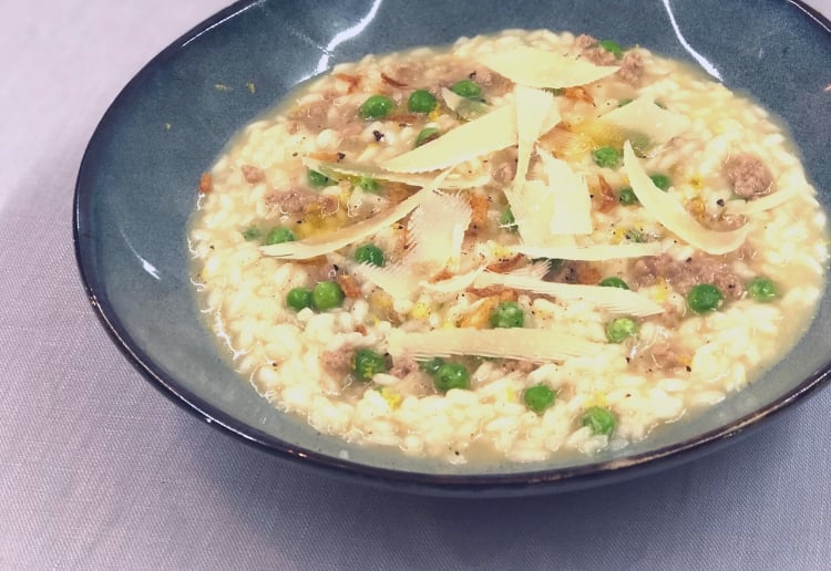 Lemon Risotto with Pork and Peas