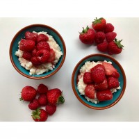 Vanilla Rice Pudding with Oven Roasted Maple Berries