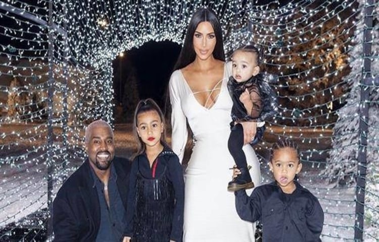 Kim and Kanye with their kids.
