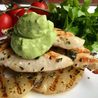 Grilled Herb Chicken with Avocado Dressing