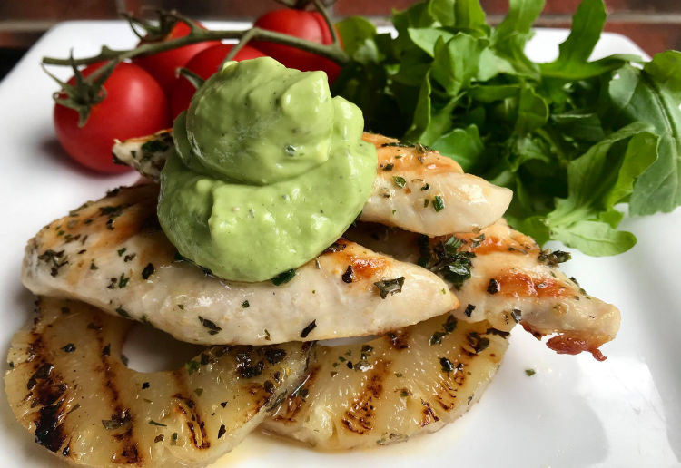 Grilled Herb Chicken with Avocado Dressing