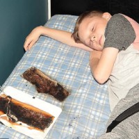 Parents Terrifying Warning After Popular Device Burns Hole in Sons Bed