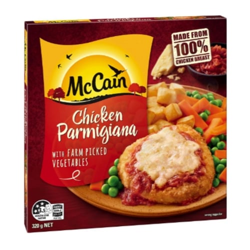 Outside packet of McCain Dinner Chicken Parmagiana 320g