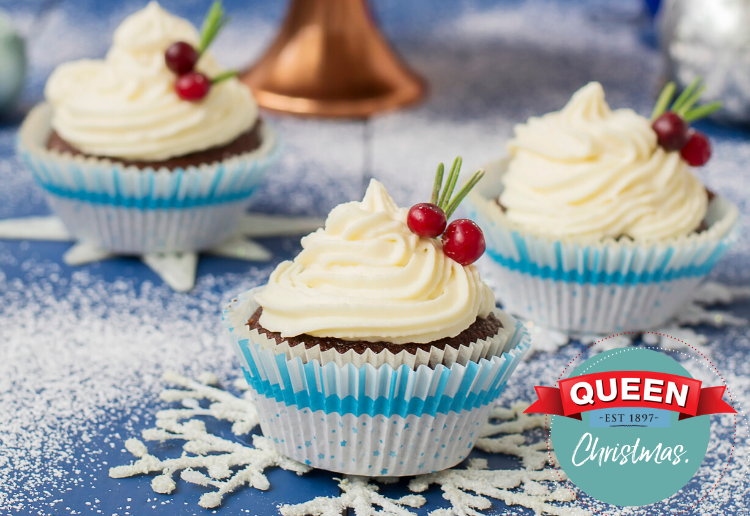 Christmas Desserts like these little fruit mince cupcakes with buttercream and red currants on top are perfect for the festive season