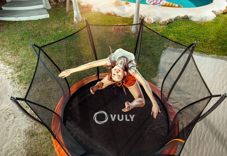Overhead view of girl jumping on Vuly Trampoline
