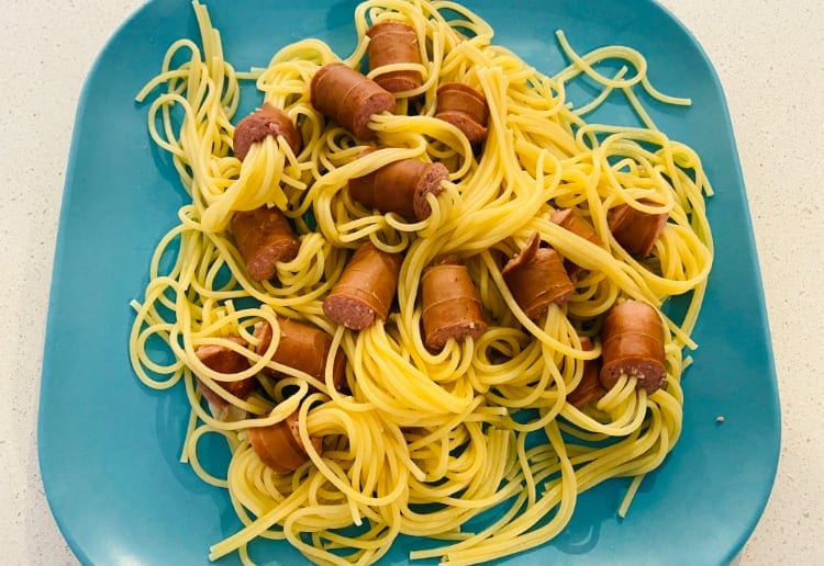 Spaghetti Sausage Bites