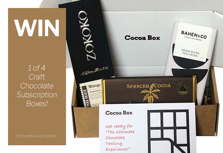 WIN 1 of 4 Craft Chocolate Subscription Boxes With Cocoa Box