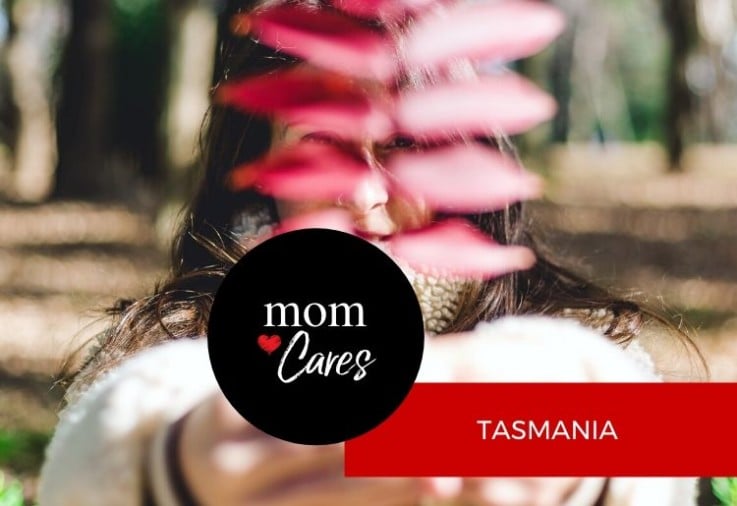 tasmania mom cares woman with red flower