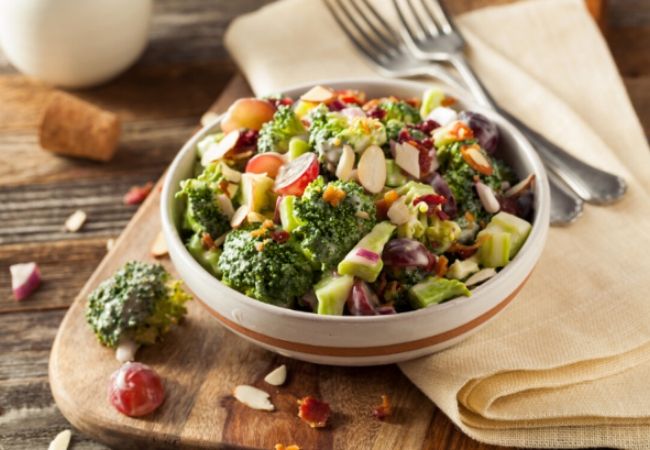 Salad Recipes - broccoli salad made with broccoli and a selection of other fresh salad ingredients