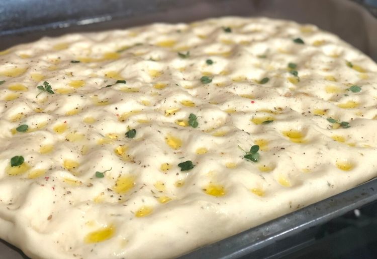 Focaccia Traditional Style prior to cooking