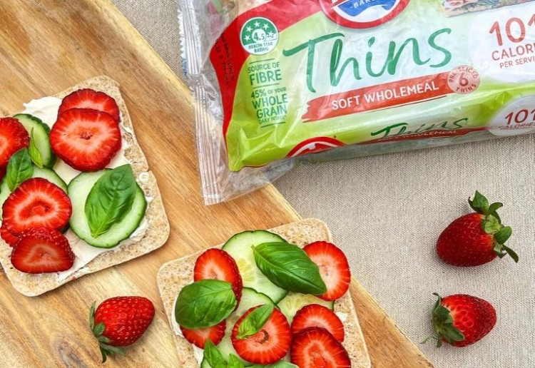 Strawberry, Basil And Cream Cheese Open Sandwich