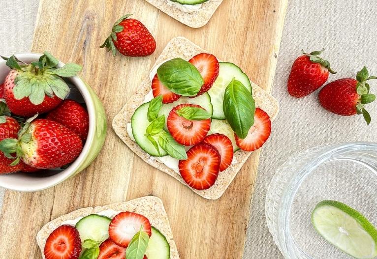 Strawberry, Basil And Cream Cheese Finger Sandwiches