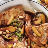 Pan Roasted Pork Chops With Apples And Beans