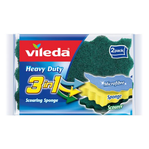 Image of Vileda 3in1 Heavy Duty Scourer 2pk