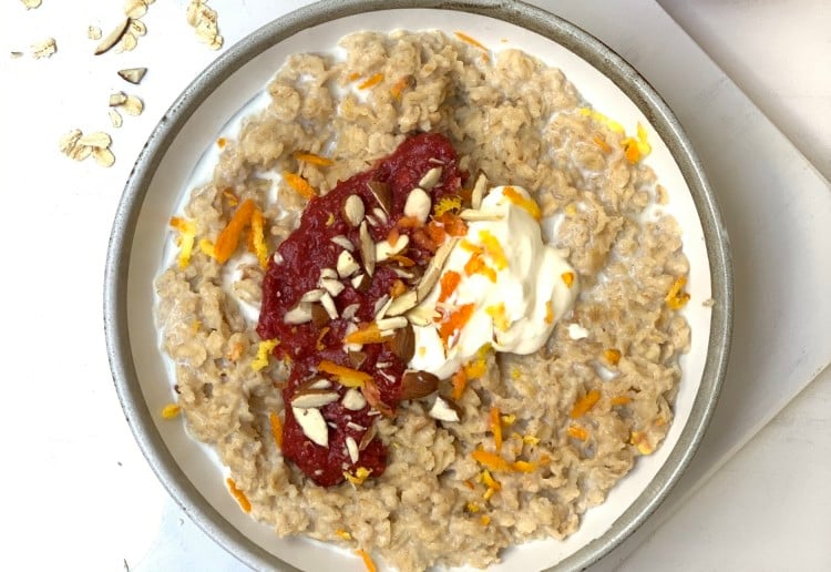 Wholegrain Porridge with Blood Orange Chia Jam