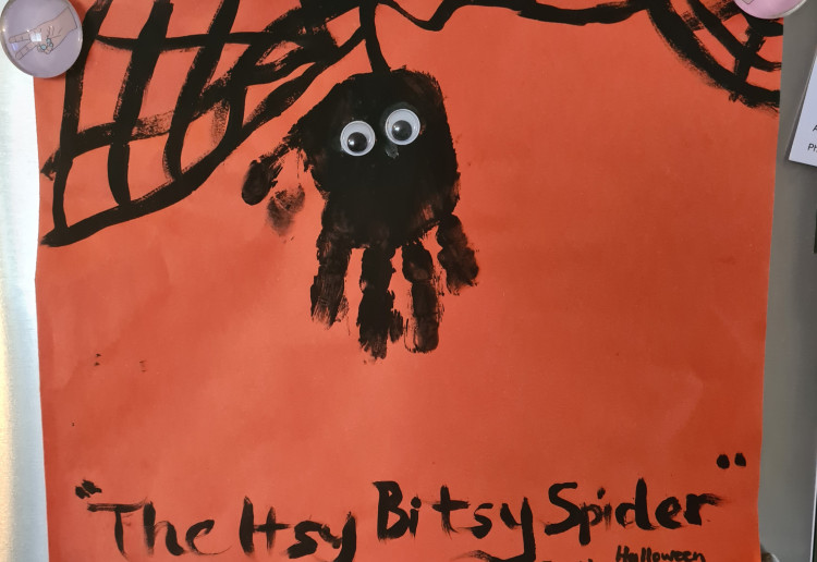 Halloween handprint itcy bitsy spiders