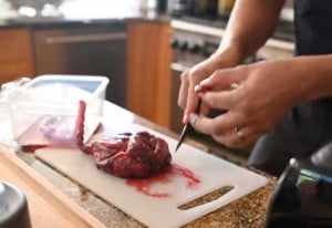 Making placenta smoothie