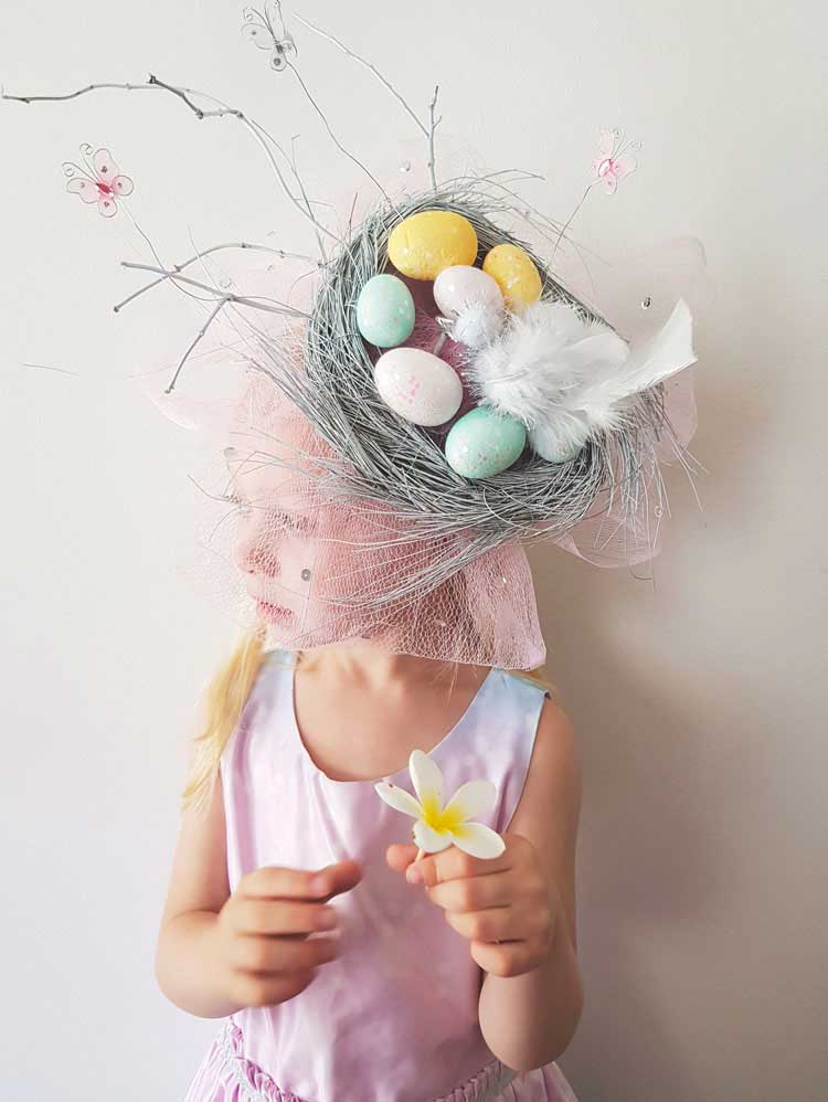 Easter hat nest with eggs