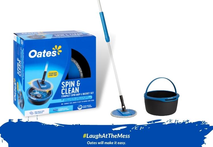 Oates Spin & Clean Compact Spin Mop & Bucket Set Product in and out of box  - Oates Spin & Clean Compact Spin Mop & Bucket Set review