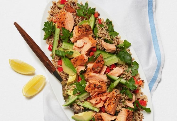 Cooked Salmon with Herb Grain Salad