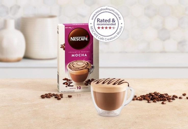 NESCAFÉ Café Creations Mocha coffee on kitchen counter with star rating