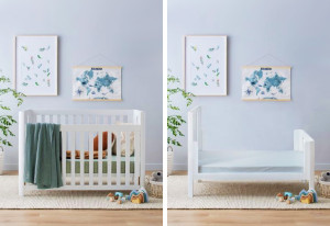 B2C Furniture Aster Hardwood Convertible Cot