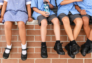 School kids wearing school shoes