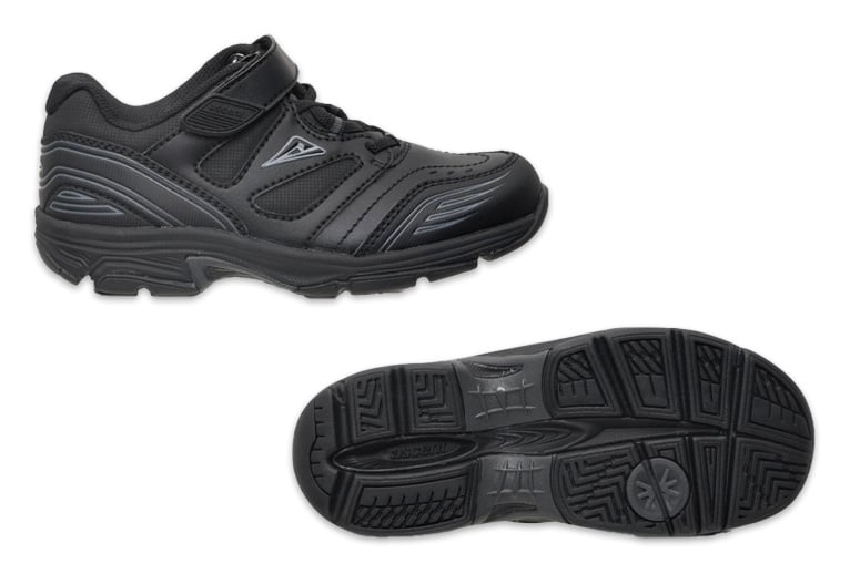 Ascent Sustain black leather school shoes for kids.