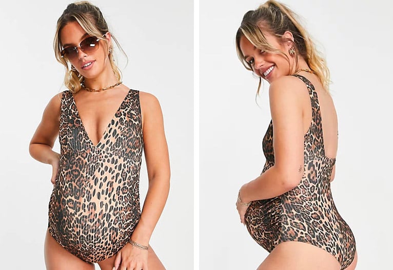 ASOS Maternity Swimsuit In Leopard Print