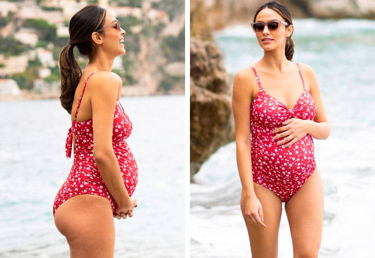 Seraphine-red-floral-maternity-swimsuit