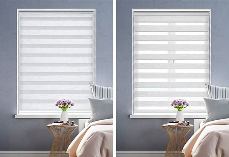 zebra blinds in bedroom