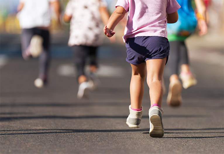 Children running.