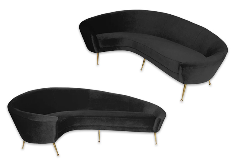Marilyn black velvet sofa