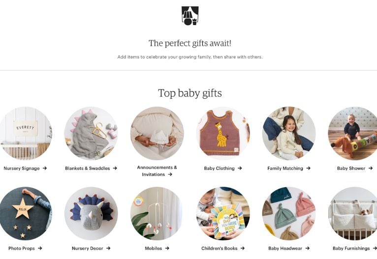 Etsy baby shower gift registry